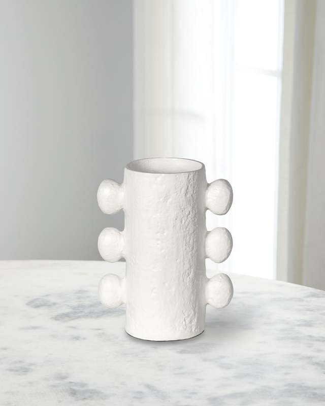 Sanya Metal Small Vase, White