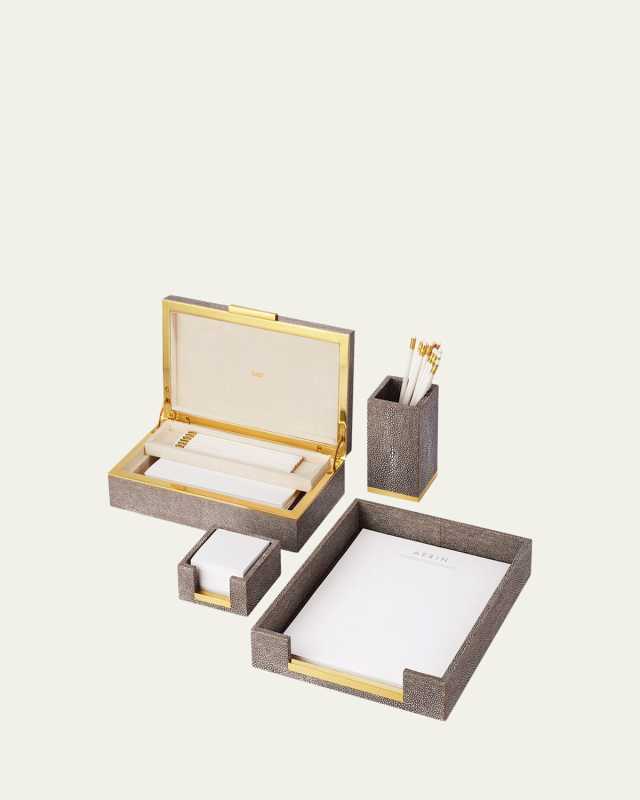 Faux Shagreen Envelope Box