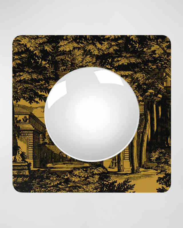 Square Frame With Convex Mirror - Giardino Settecentesco Black Yellow