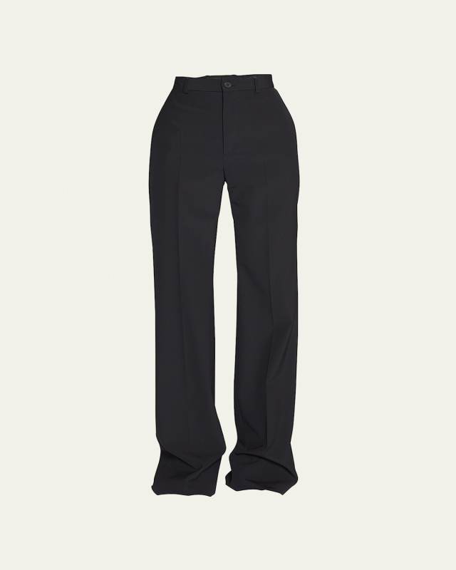 Straight-Leg Pants with Floor-Length Hem
