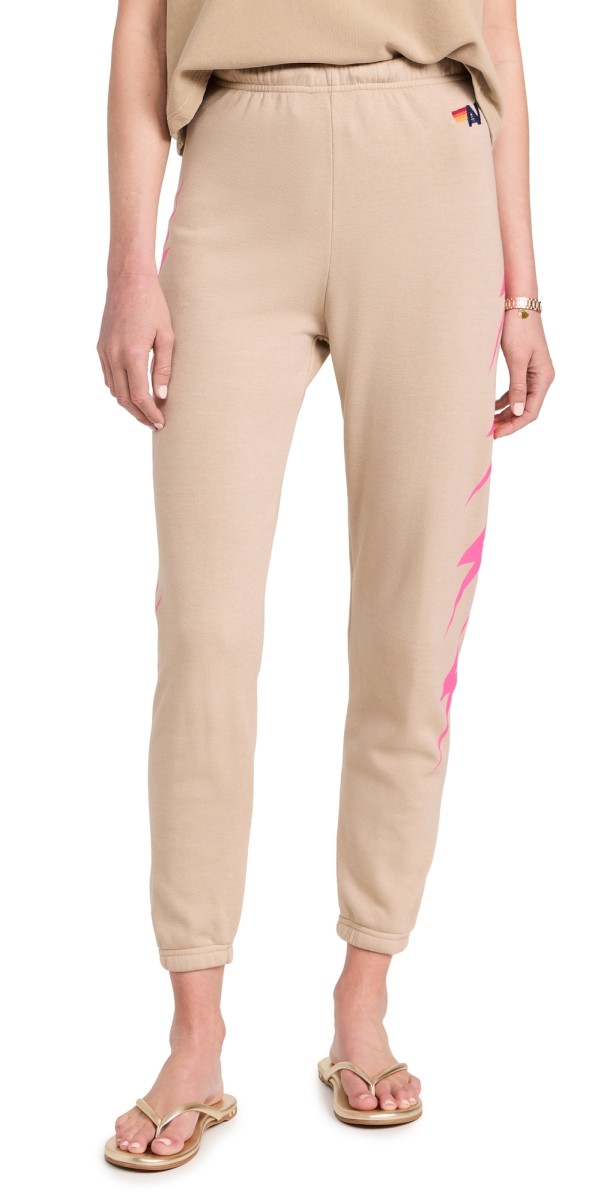 Aviator Nation Bolt 4 Sweatpants Sand/Neon Pink