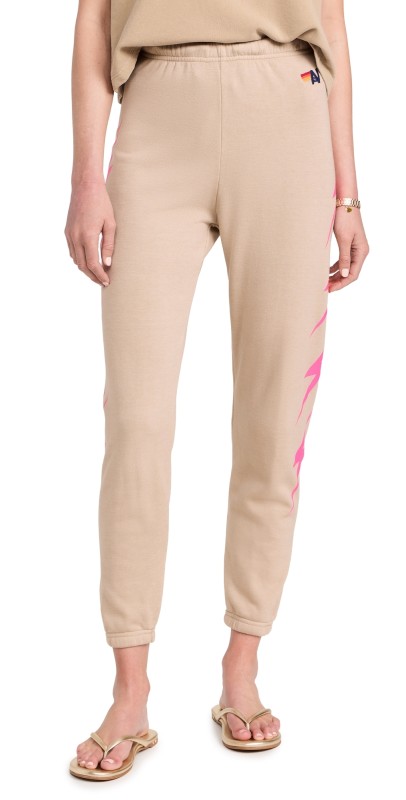 Aviator Nation Bolt 4 Sweatpants Sand/Neon Pink