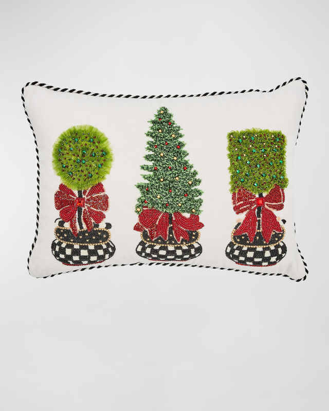 Holiday Topiary Beaded Lumbar Pillow