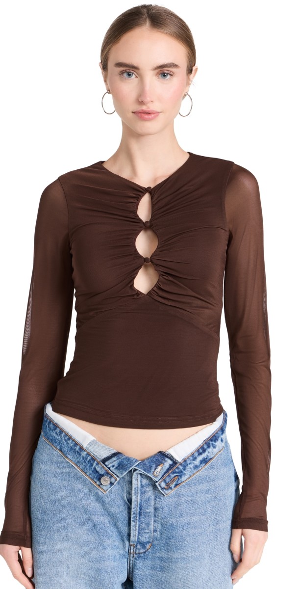MINKPINK Allure Mesh Top Chocolate
