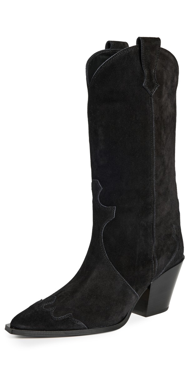 AEYDE Ariel Cow Suede Leather Black Boots Black
