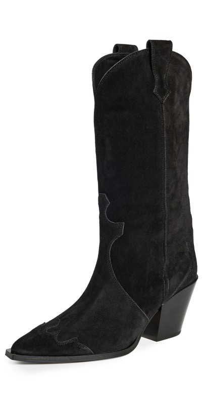 AEYDE Ariel Cow Suede Leather Black Boots Black