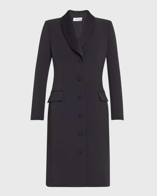 Shawl-Collar Crepe Tuxedo Dress