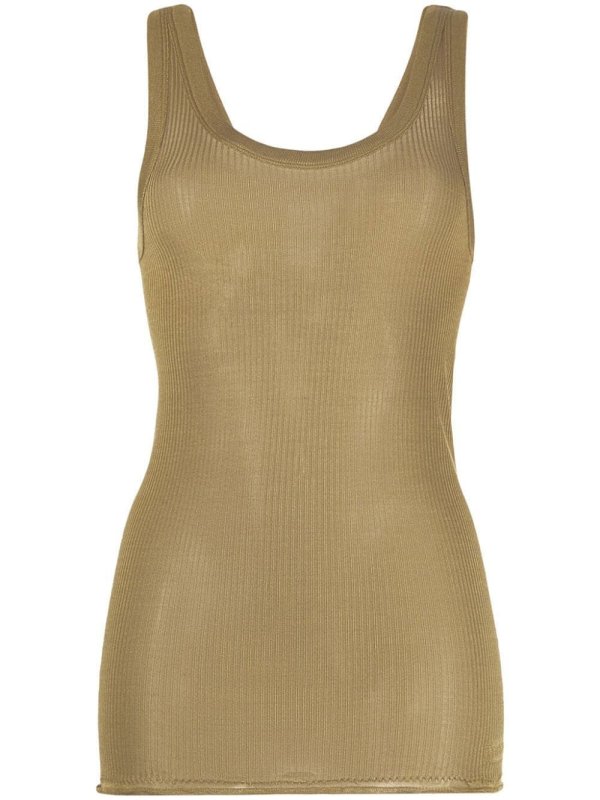 ribbed silk-jersey tank top