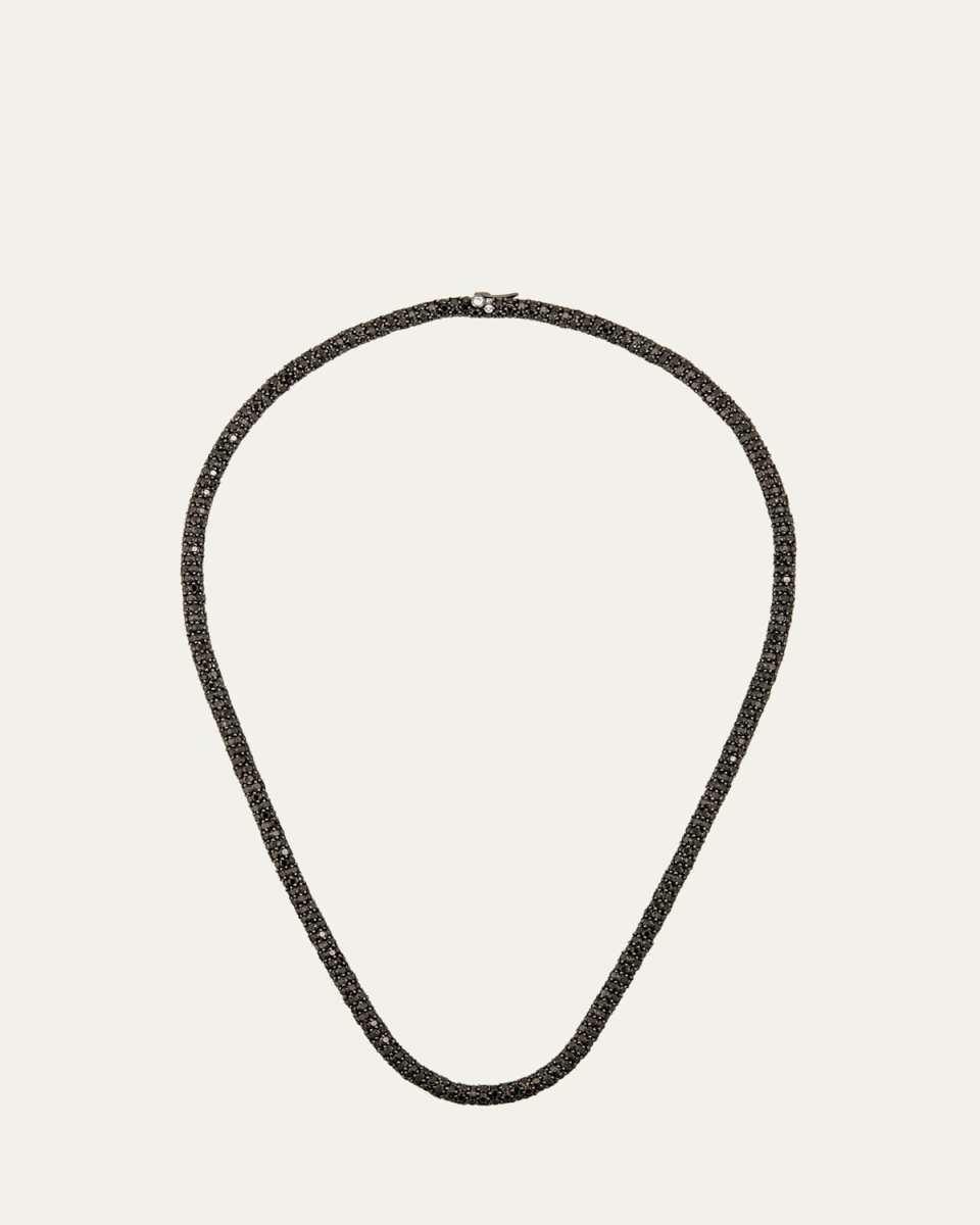 Rope Necklace with Black and White Diamonds