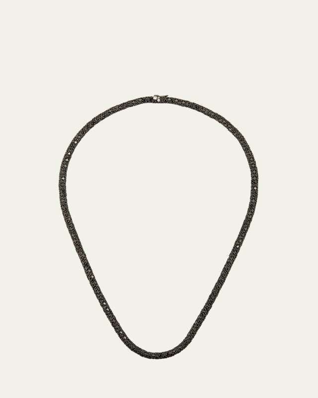 Rope Necklace with Black and White Diamonds