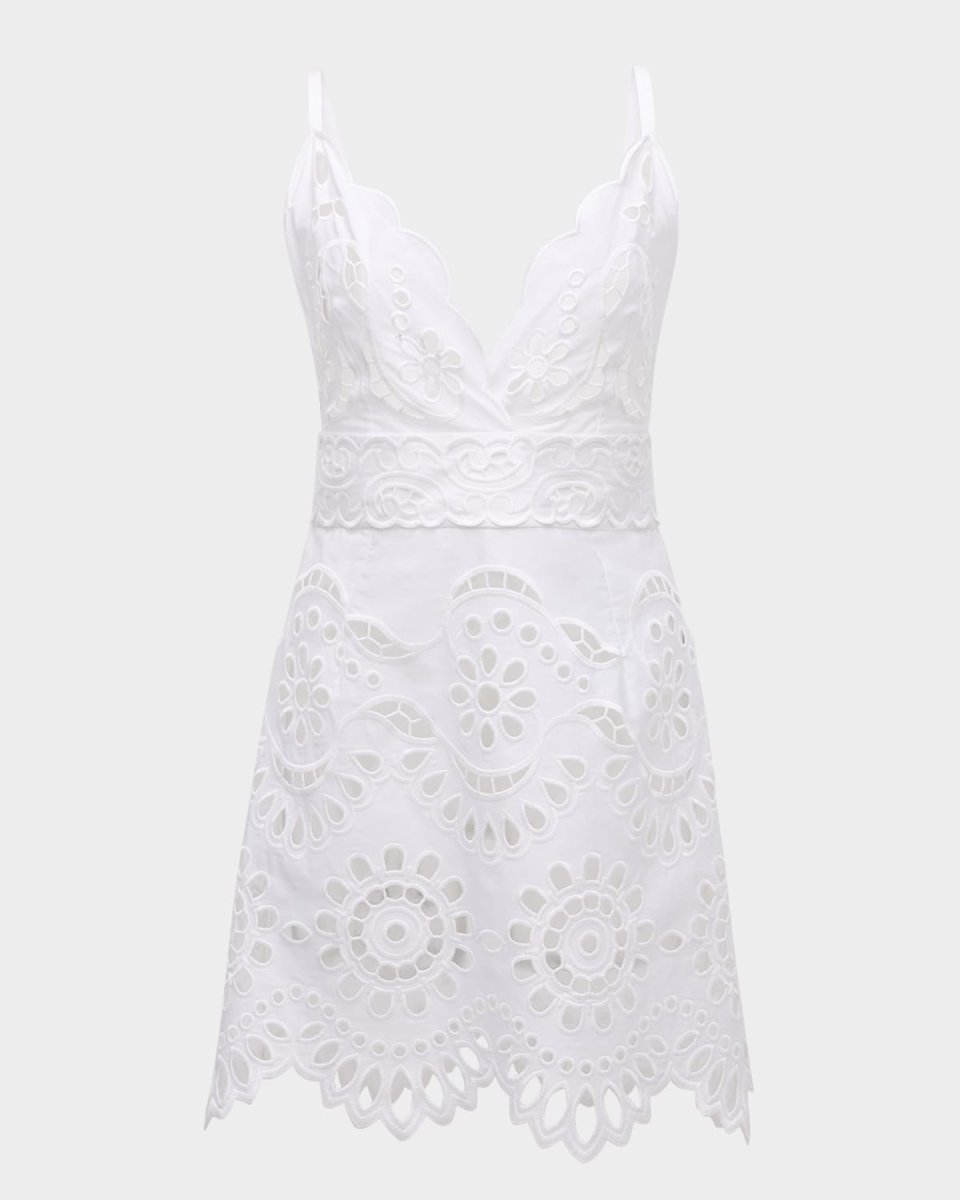 Eyelet Cotton Poplin Sleeveless Mini Dress