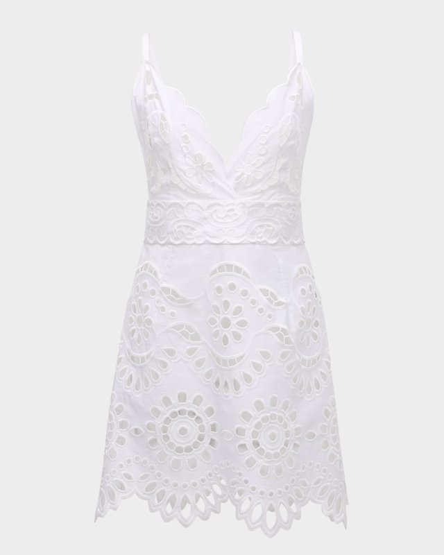 Eyelet Cotton Poplin Sleeveless Mini Dress