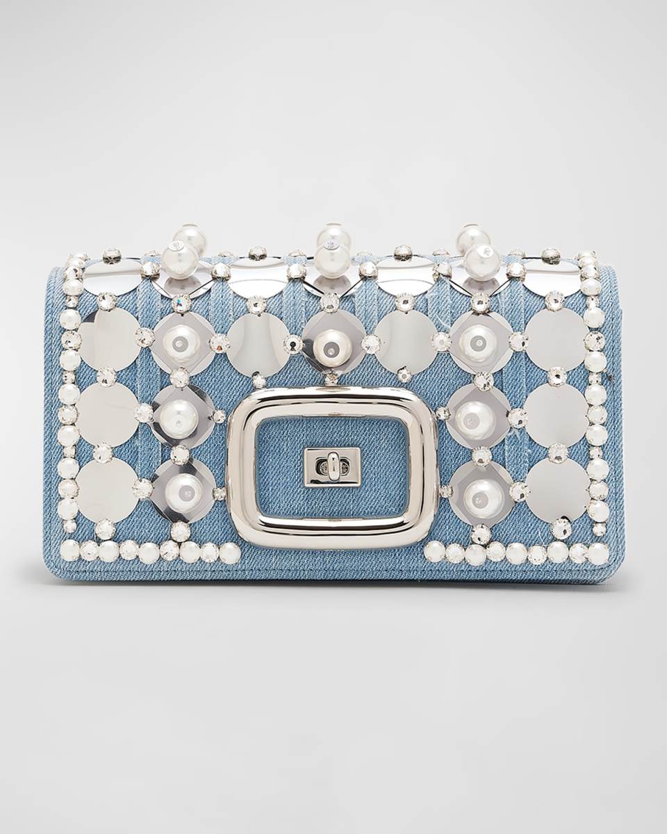 Viv Choc Mini Disco Denim Crossbody Bag