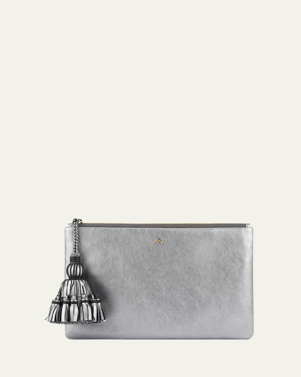 Georgiana Metallic Napa Zip Clutch Bag