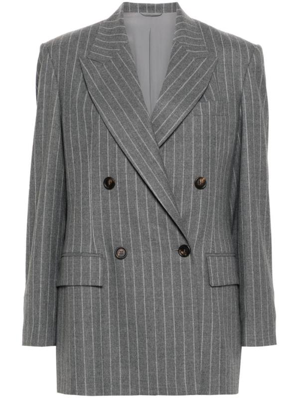 pinstriped wool blazer