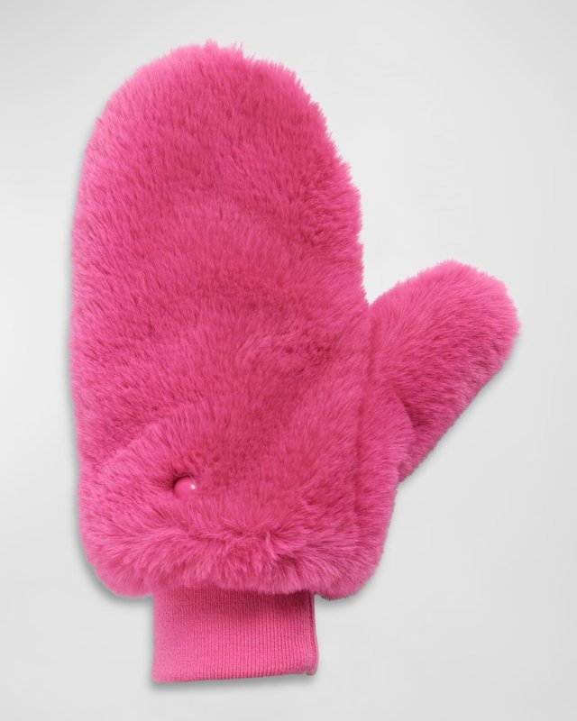 Le Mink Faux Fur Mittens
