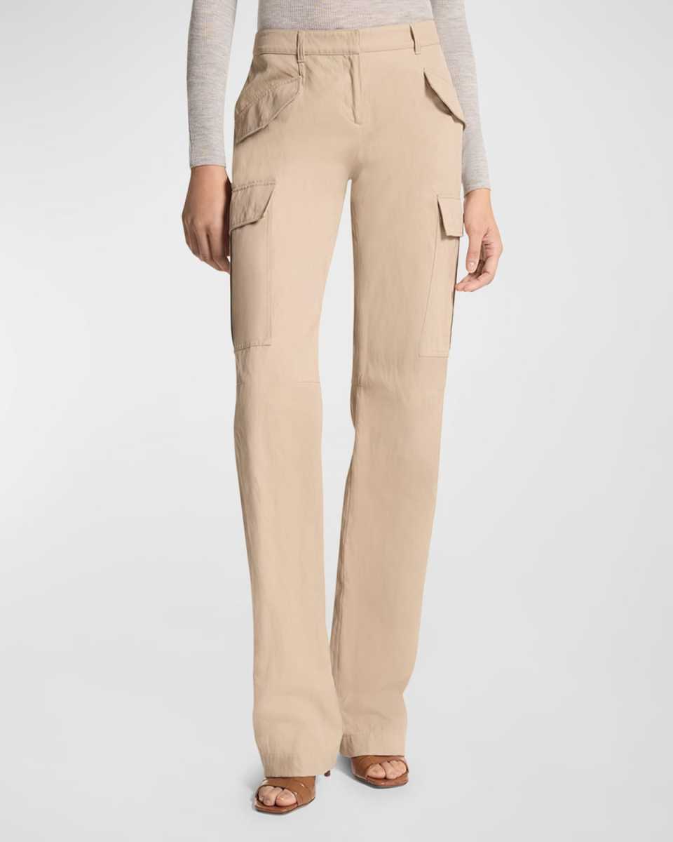 Crushed Cotton Gabardine Slim Cargo Trousers