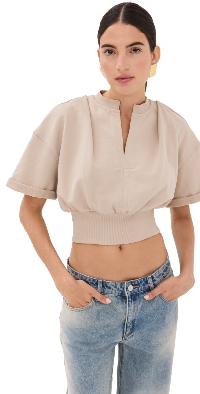 3.1 Phillip Lim Short Sleeve Cropped Sweatshirt Concrete