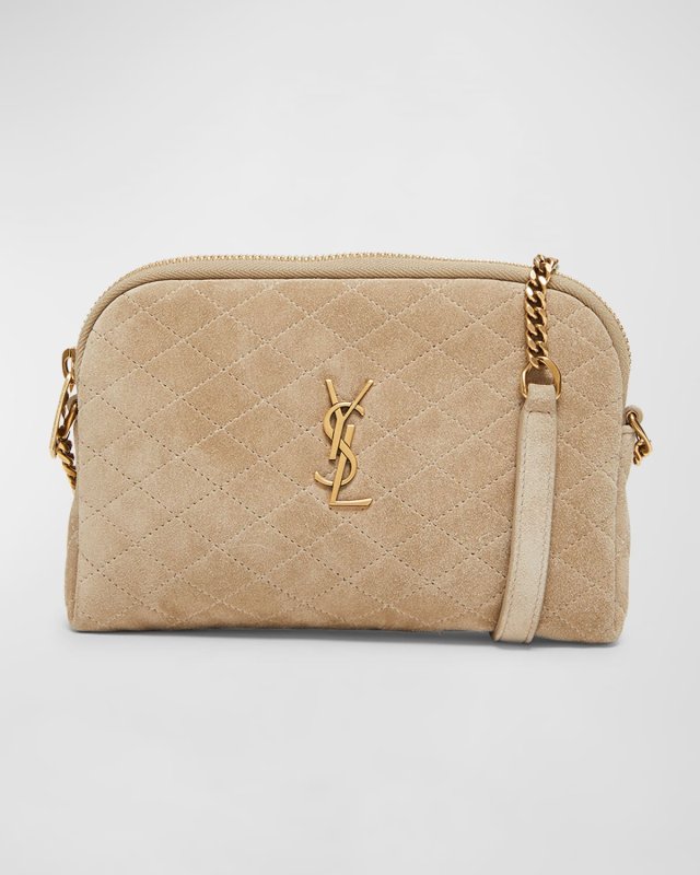 Gaby Mini YSL Crossbody Bag in Quilted Suede