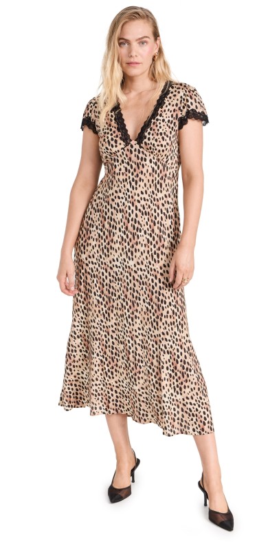 RIXO Clarice Slip Leopard Fields Brown