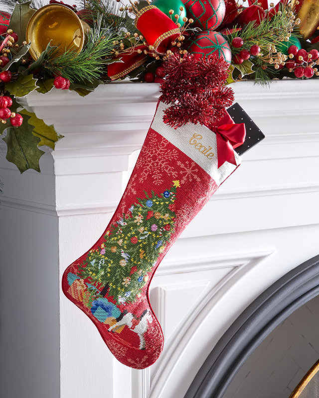 Personalized Retro Tree Holiday Stocking