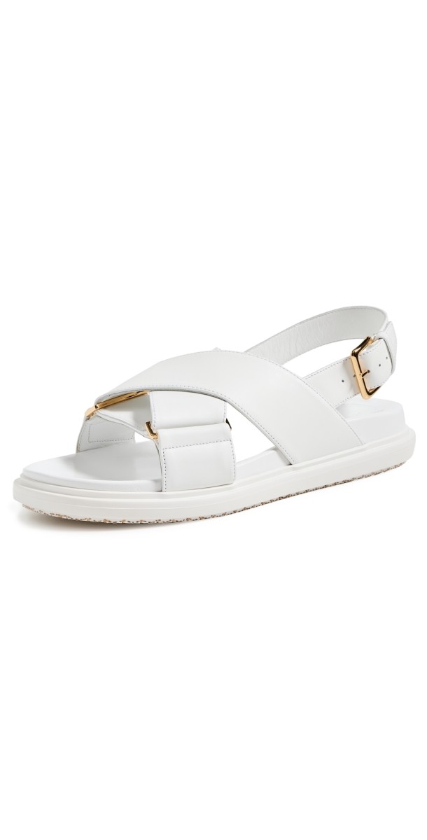 Marni FB Criscross Sandals Lily White