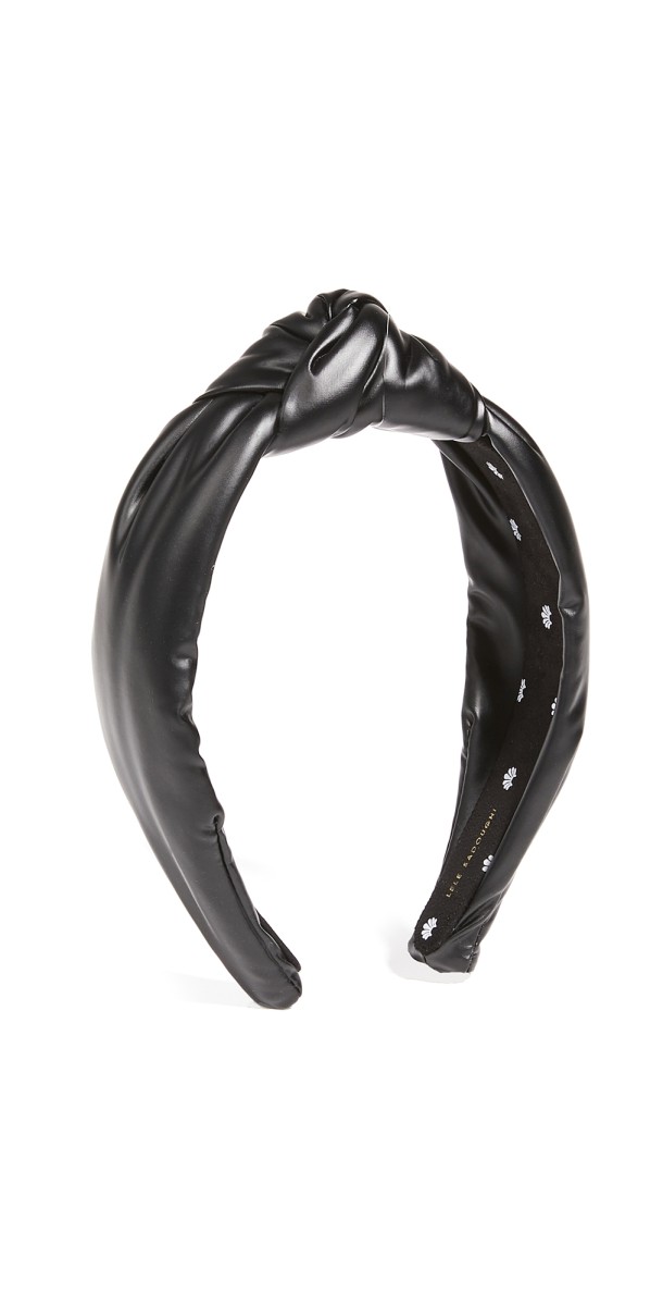 Lele Sadoughi Faux Leather Knotted Headband Black Leather