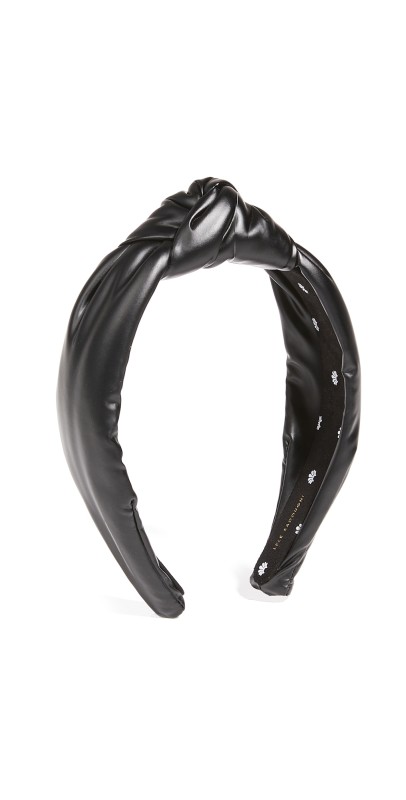 Lele Sadoughi Faux Leather Knotted Headband Black Leather