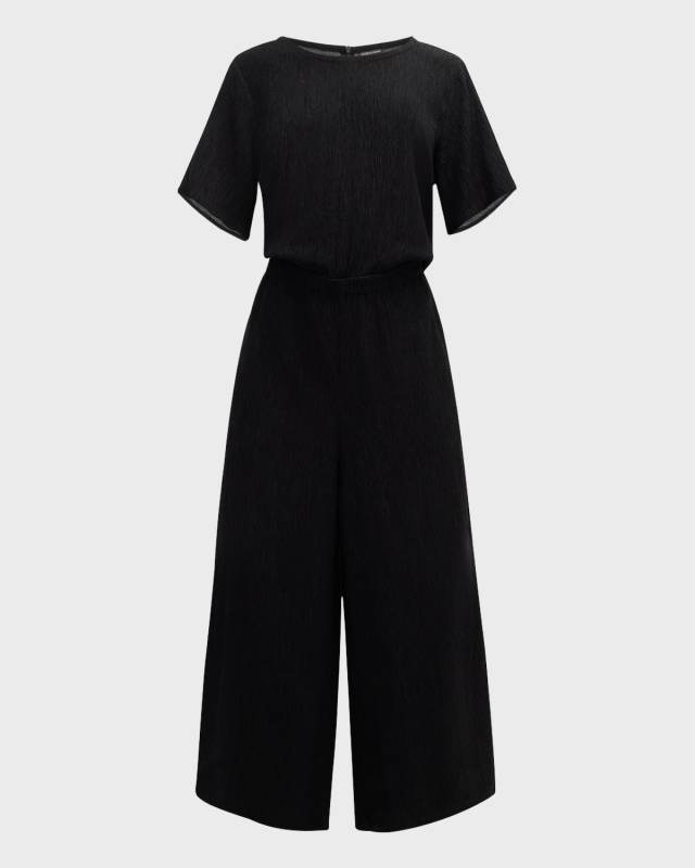 Cropped Wide-Leg Crinkled Jumpsuit