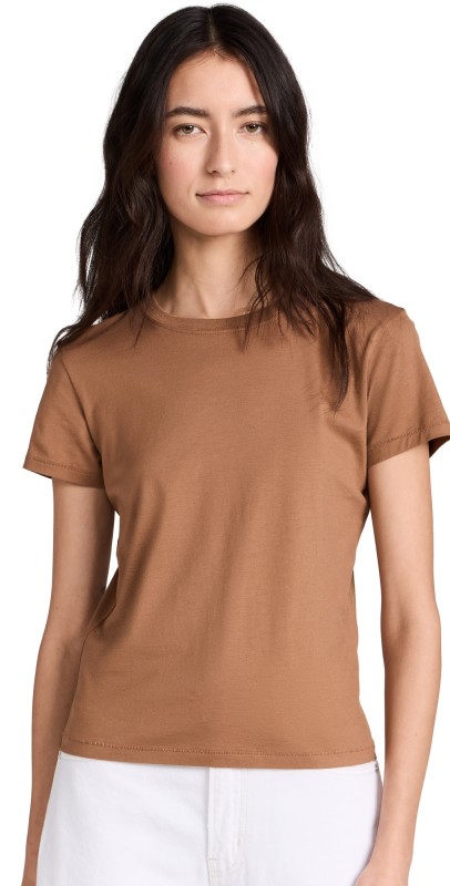 FRAME Fitted Crew Tee Tobacco