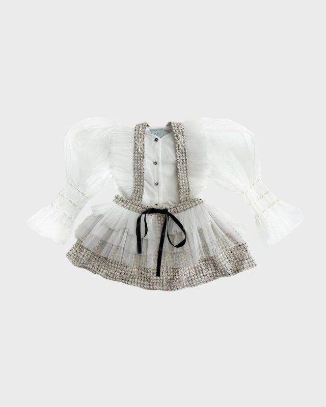 Girl's Vera Tweed Blouse and Skirt Set, Size 12M-8