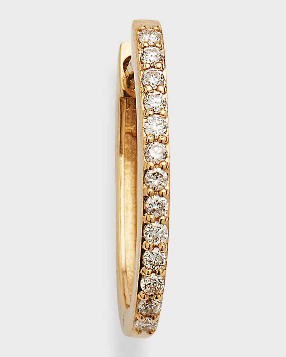 14k Yellow Gold Classic Single Small Oval Diamond Hoop Earrings