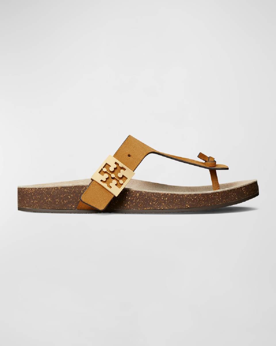 Mellow Leather Buckle Thong Sandals