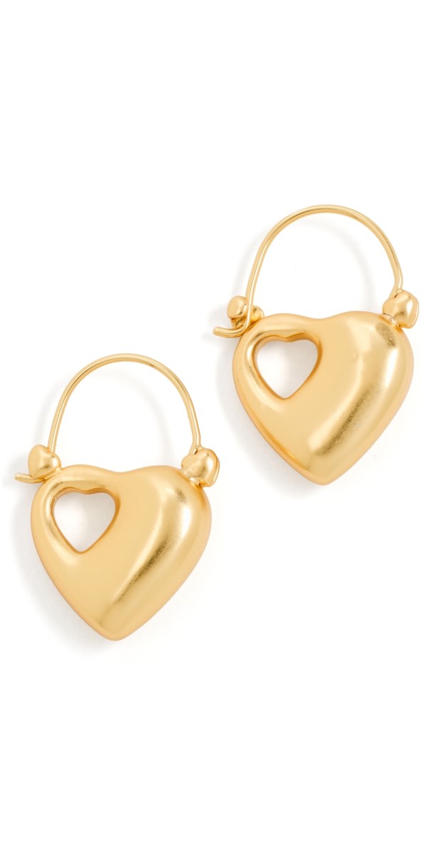 Madewell Cutout Heart Padlock Huggies Vintage Gold
