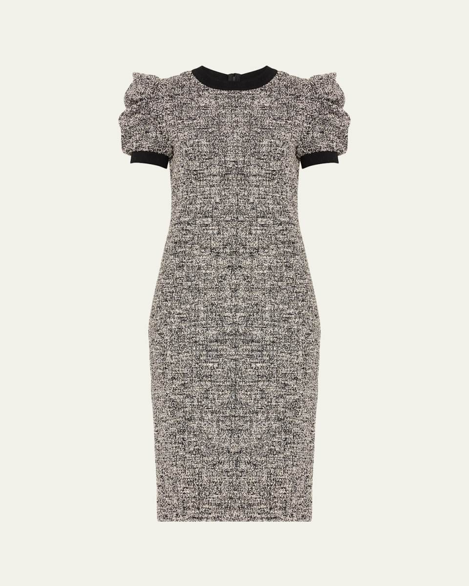 Ieti Jersey Sheath Dress with Ruched Sleeves