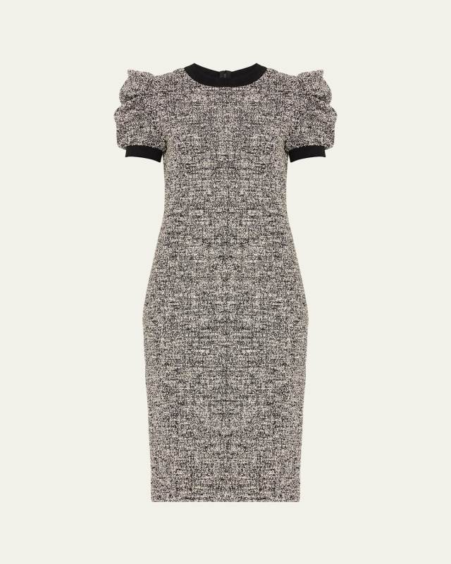 Ieti Jersey Sheath Dress with Ruched Sleeves