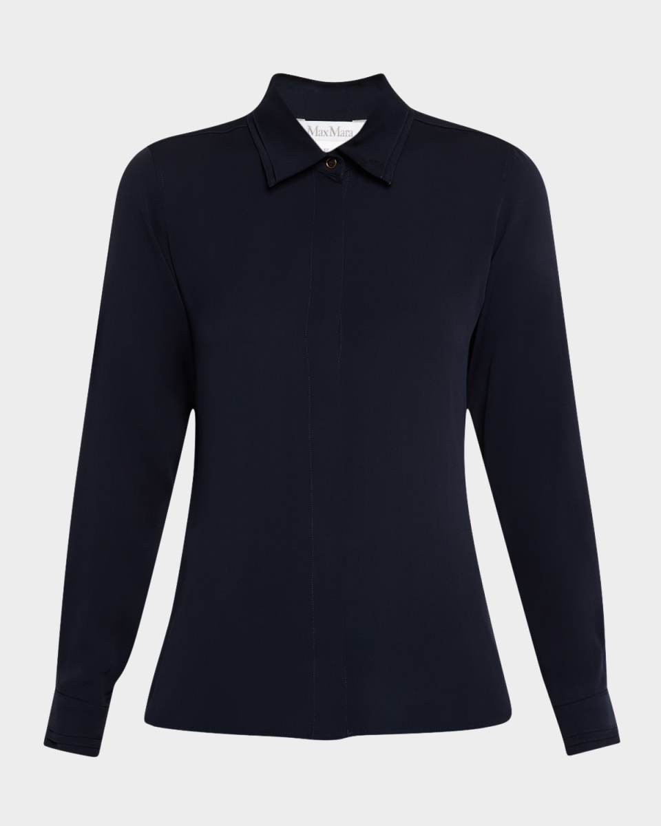Norel Button Front Silk Blouse