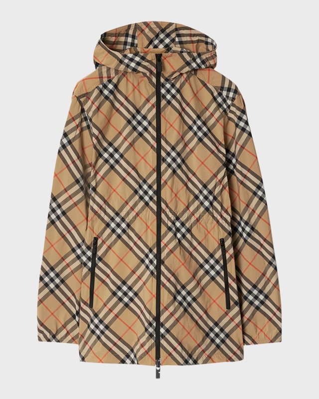 Check EKD Embroidered Hooded Windbreaker Jacket