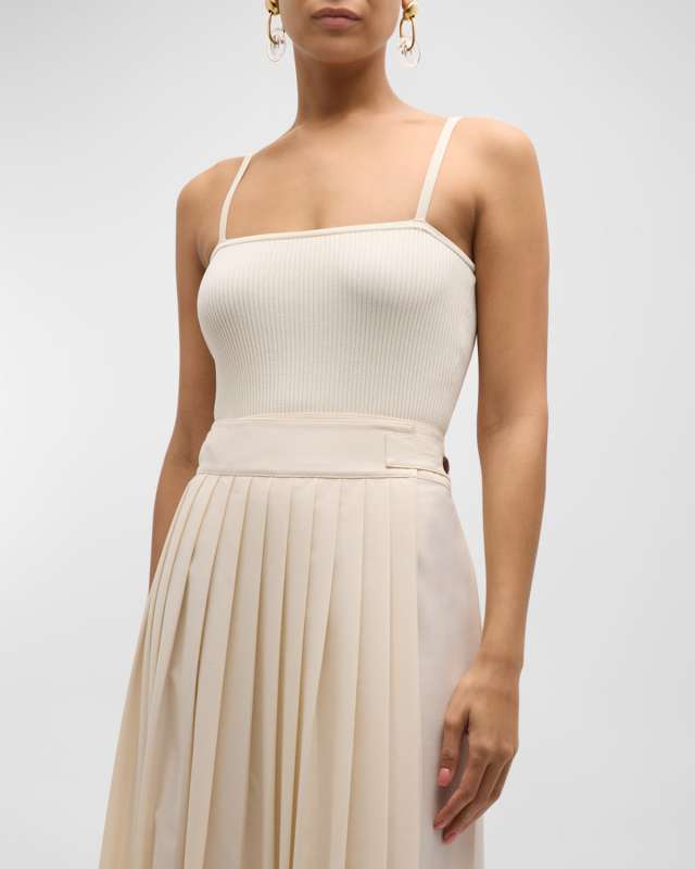 Rib-Knit Square-Neck Tank Top