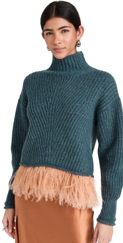 La Double J High Kick Sweater with Feathers Ottanio