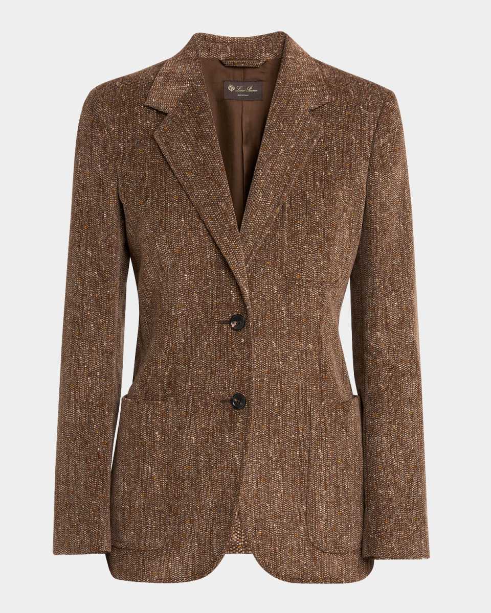 Eleanor Paillette Tweed Corduroy Single-Breasted Jacket
