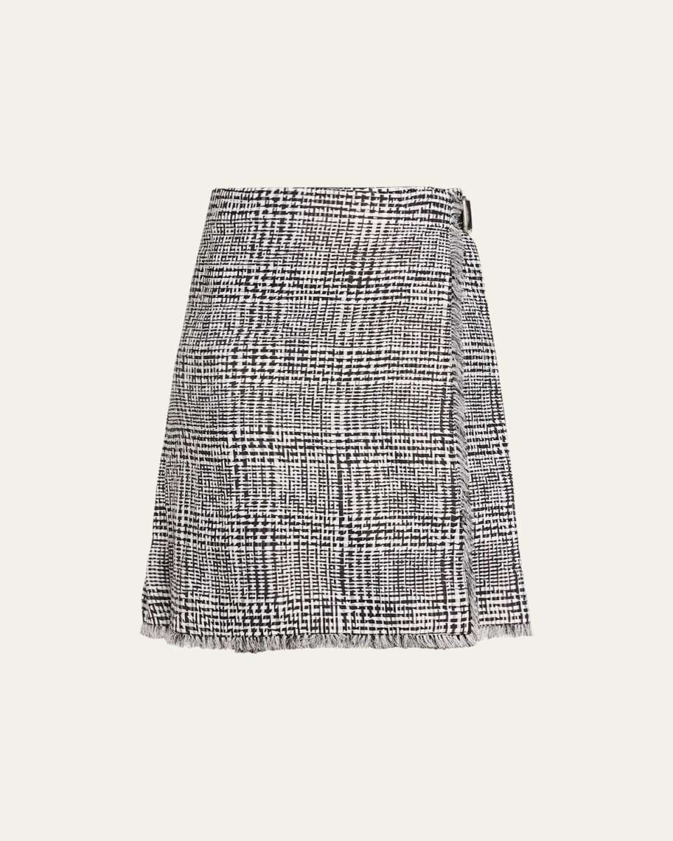Check Wrap Skirt with Belted Detail