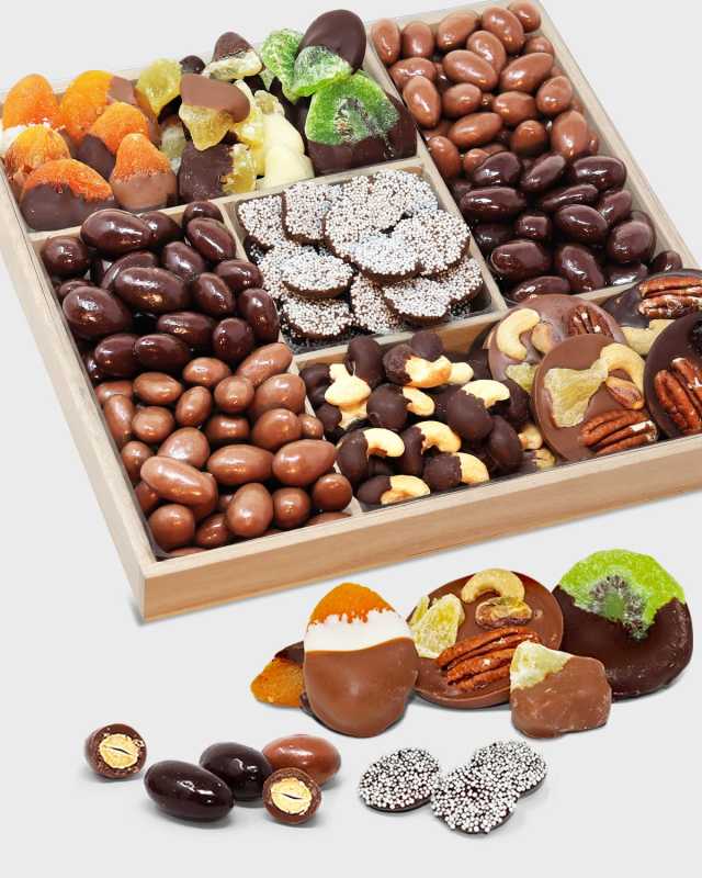 Spectacular Belgian Chocolate Covered Dried Fruit and Nut Gift Tray