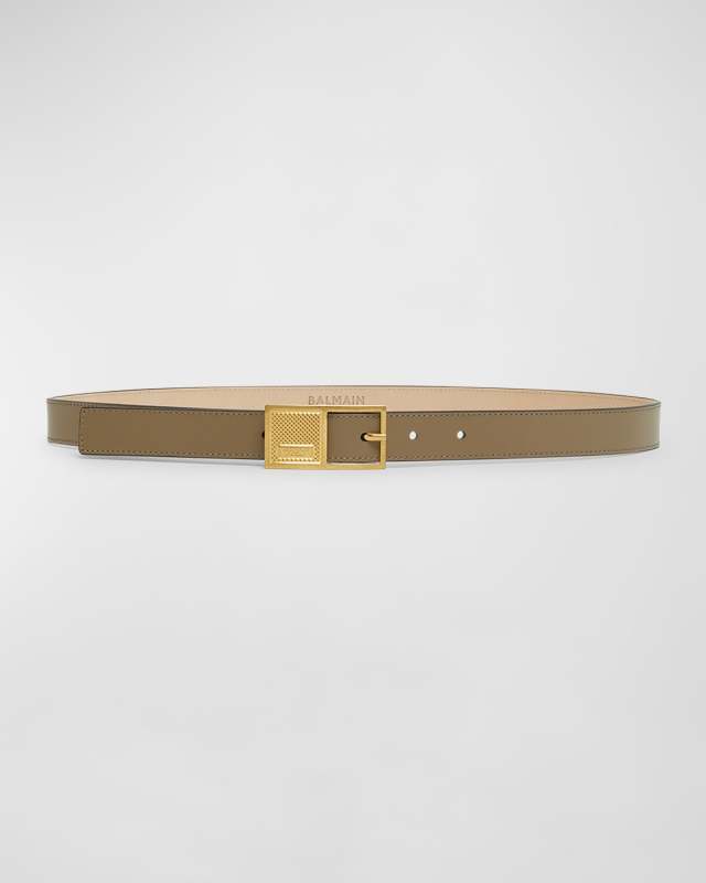 Signature Leather Belt With Geometric Buckle