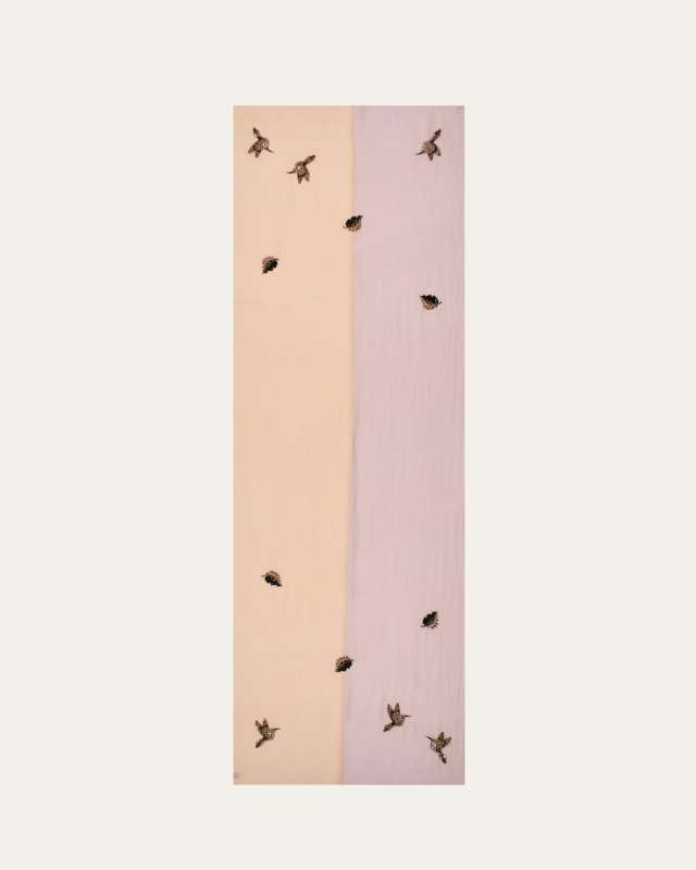 Bird Sequined Merino Wool Scarf