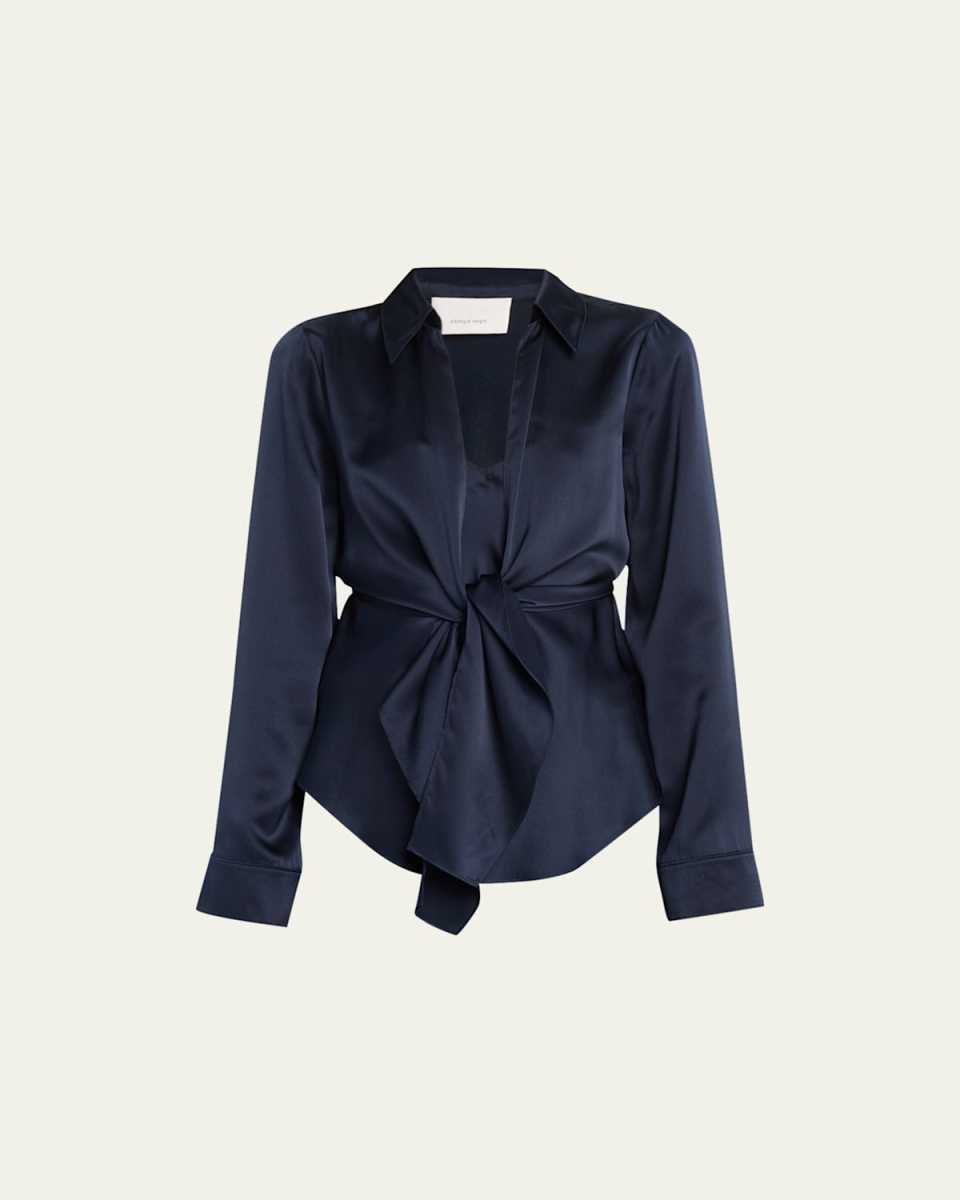 Ally Tie-Front Combo Silk Top