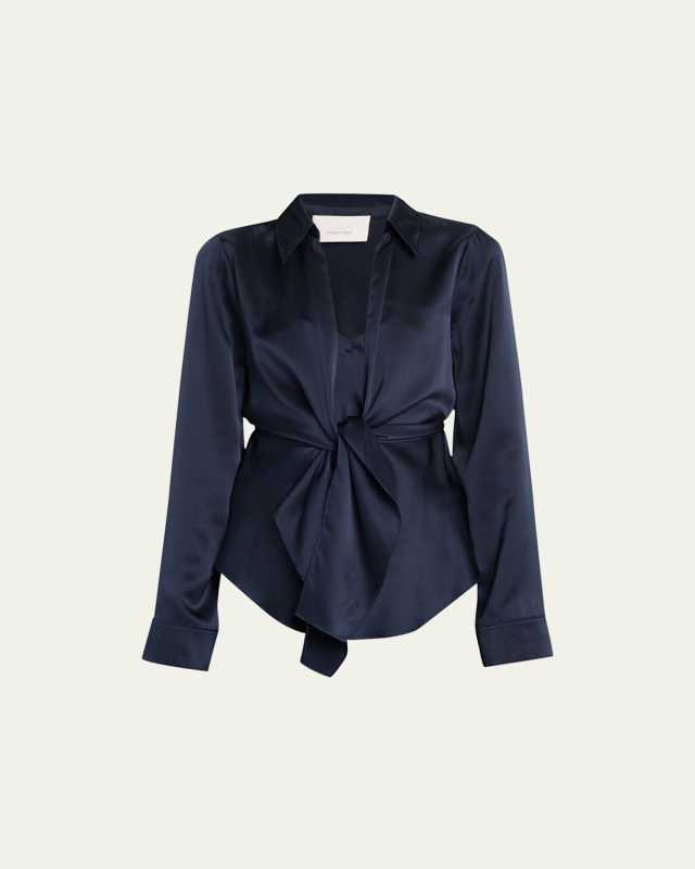 Ally Tie-Front Combo Silk Top