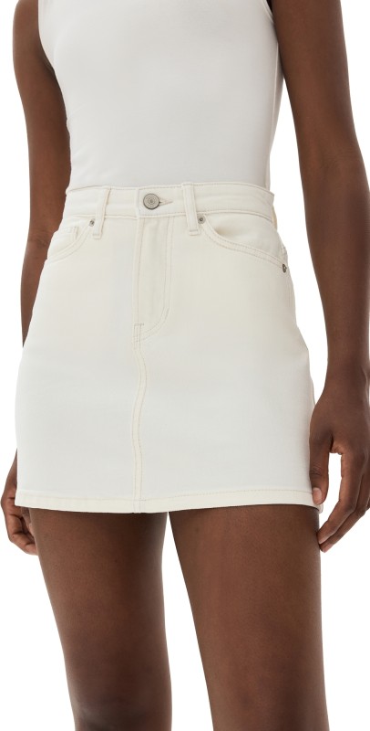 Reformation Lydia High Rise Denim Mini Skirt Fior Di Latte