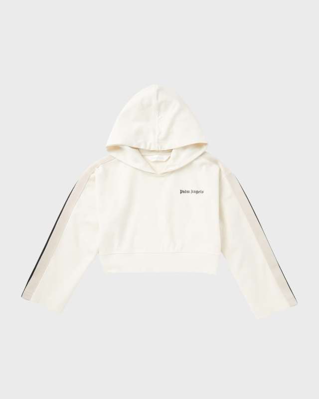 Girl's Logo-Print Cropped Track Inspired Hoodie, Size