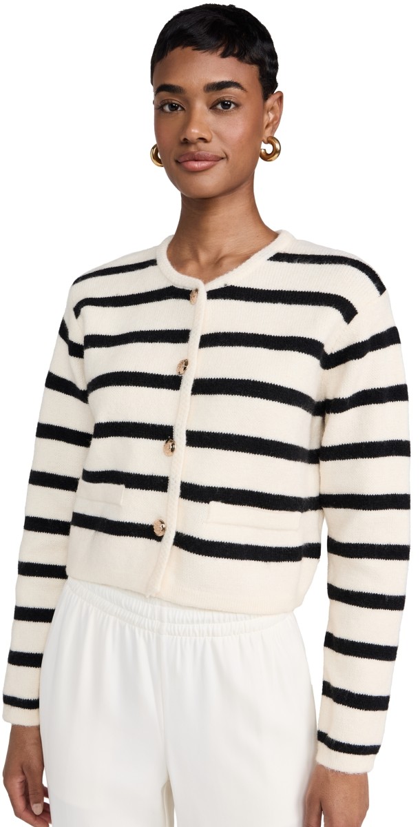 Line & Dot Benni Striped Cardigan Cream and Black